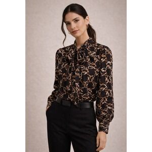 Banana Republic Silk Long Sleeve Button Down Blouse Career 90s Equestrian Size S